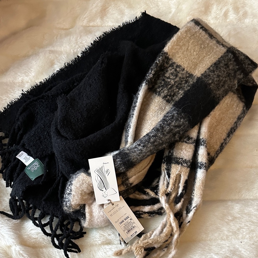 a new day Black and Tan Plaid Scarf